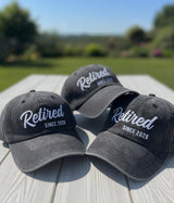 Retired Since Embroidered Hat, Custom Retirement Year Cap, Personalized Senior Gift, Aesthetic Milestone Headwear, Unique Career Celebration