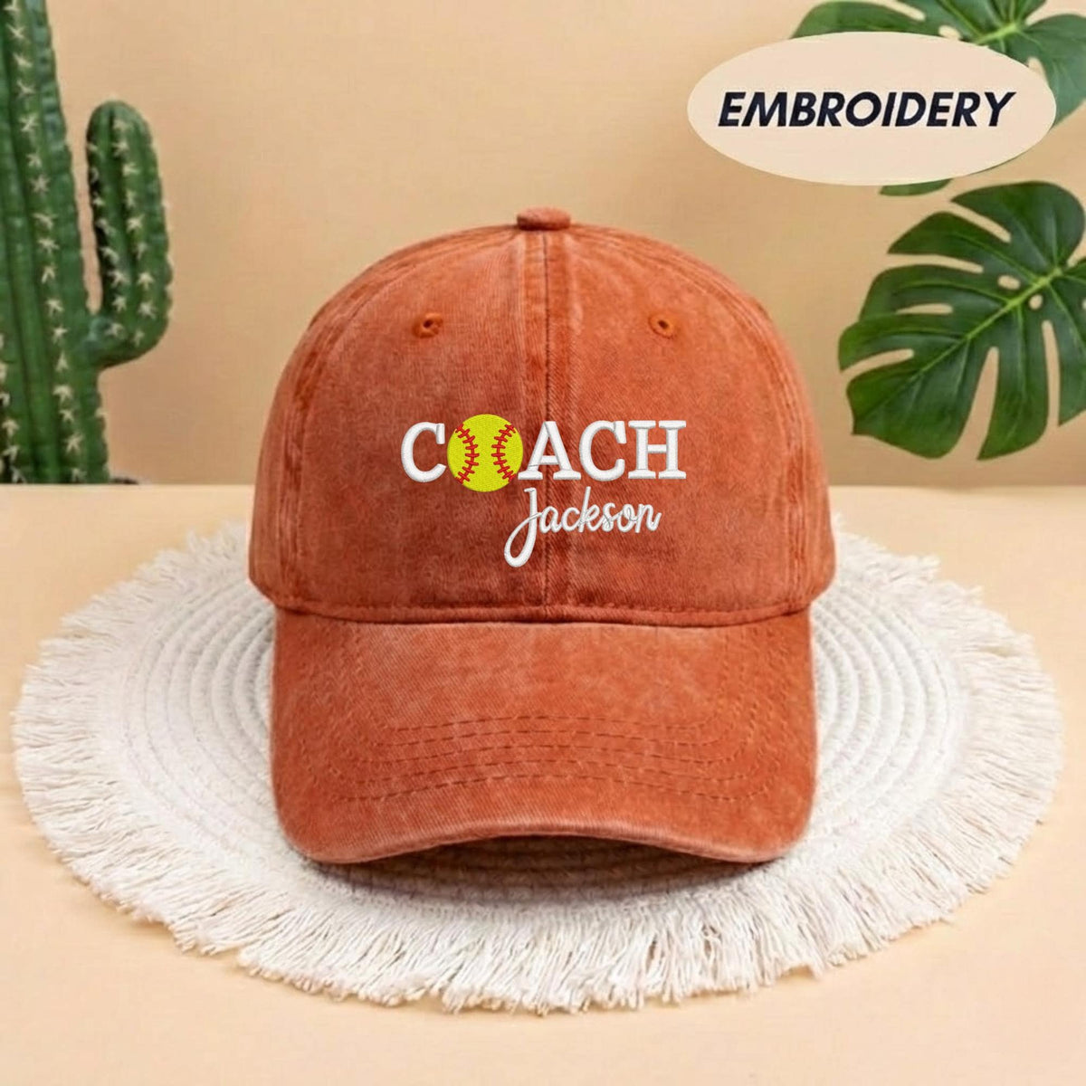 Custom Coach Name Softball Embroidered Hat - Fastpitch Team Gift Cap