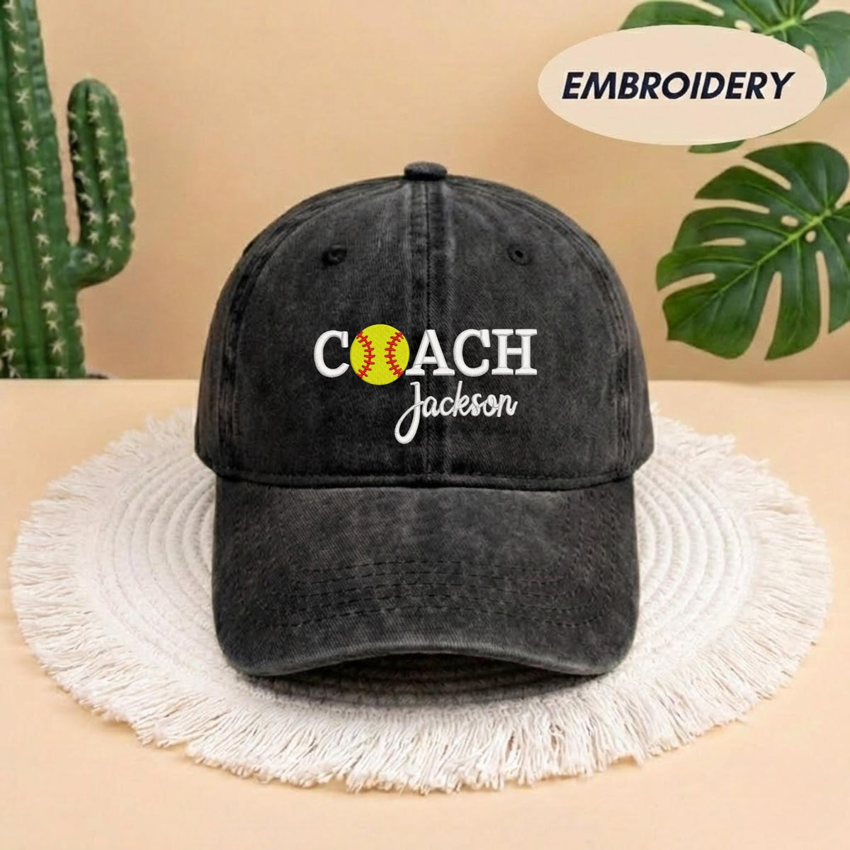Custom Coach Name Softball Embroidered Hat - Fastpitch Team Gift Cap