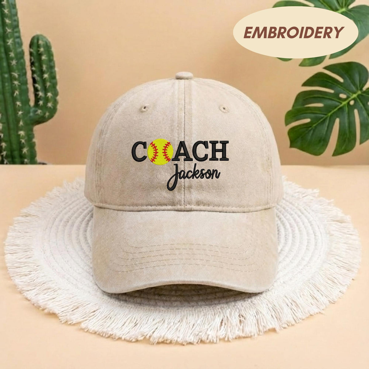 Custom Coach Name Softball Embroidered Hat - Fastpitch Team Gift Cap
