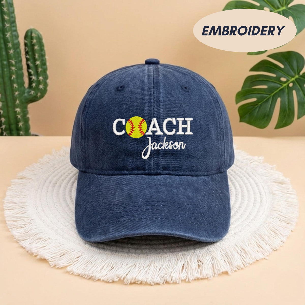 Custom Coach Name Softball Embroidered Hat - Fastpitch Team Gift Cap