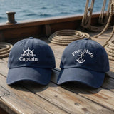 Matching Captain and First Mate Embroidered Hats, Nautical Couple Baseball Caps, Boating Gift