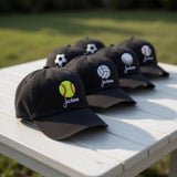 Custom Sports Ball Name Embroidered Hat - Soccer, Golf & Baseball Cap