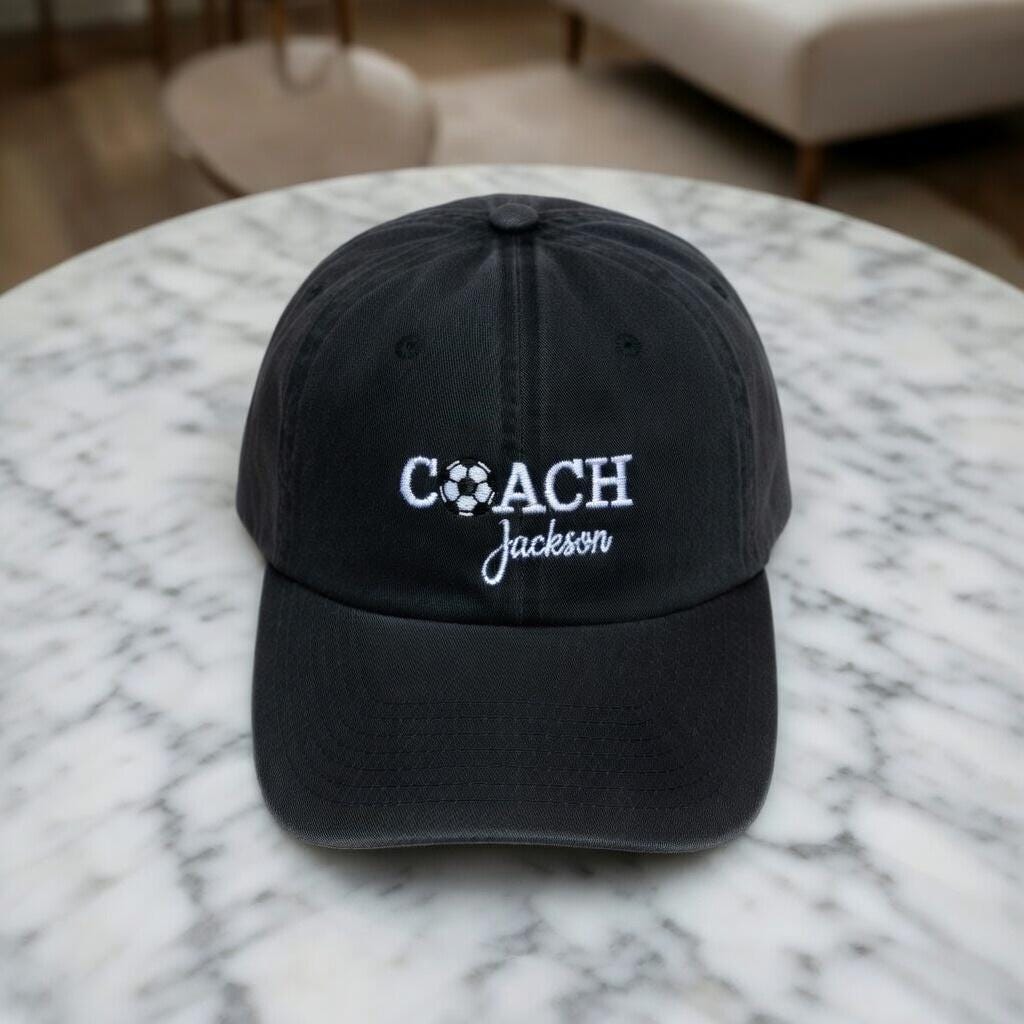 Personalized Coach Name Embroidered Hat, Sports Coaching Cap, Volleyball Golf Baseball Gift, Aesthetic Team Headwear, Unique Mentor Present