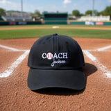 Personalized Coach Name Embroidered Hat, Sports Coaching Cap, Volleyball Golf Baseball Gift, Aesthetic Team Headwear, Unique Mentor Present