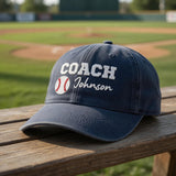 Custom Coach Name Sports Embroidered Hat - Personalized Team Gift Cap