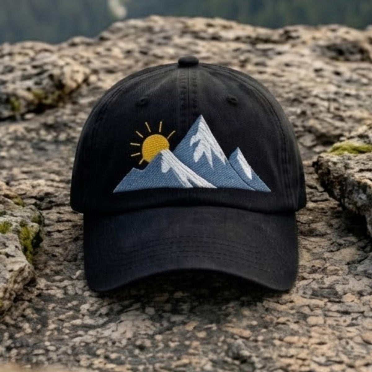 Custom Embroidered Mountain Cap, Personalized Outdoor Baseball Hat, Nature Adventure Dad Hat