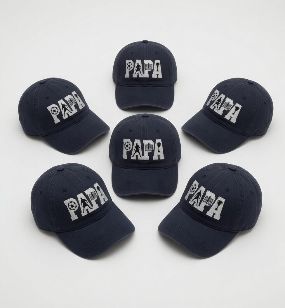 Papa Soccer Embroidered Dad Hat - Minimalist Football Fan Cap