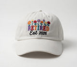 Retired Floral Est 2026 Embroidered Hat, Floral Retirement Gift Cap for Women, Aesthetic Minimalist Embroidery Hat, Coworker Farewell