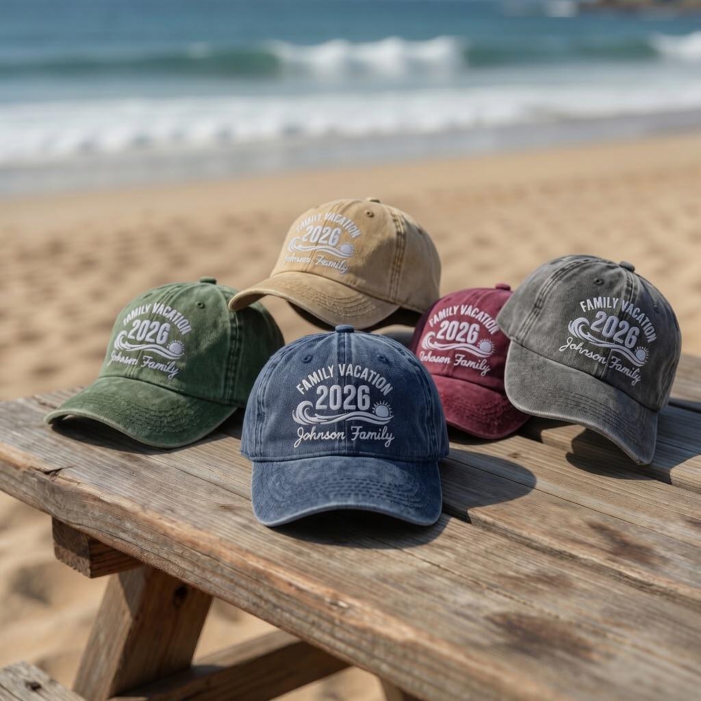 Custom Family Vacation 2026 Hats, Personalized Beach Trip Baseball Caps, Matching Group Travel Gifts, Embroidered Summer Sun Cap, Dad Hat