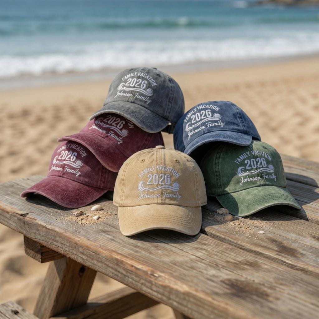 Custom Family Vacation 2026 Hats, Personalized Beach Trip Baseball Caps, Matching Group Travel Gifts, Embroidered Summer Sun Cap, Dad Hat