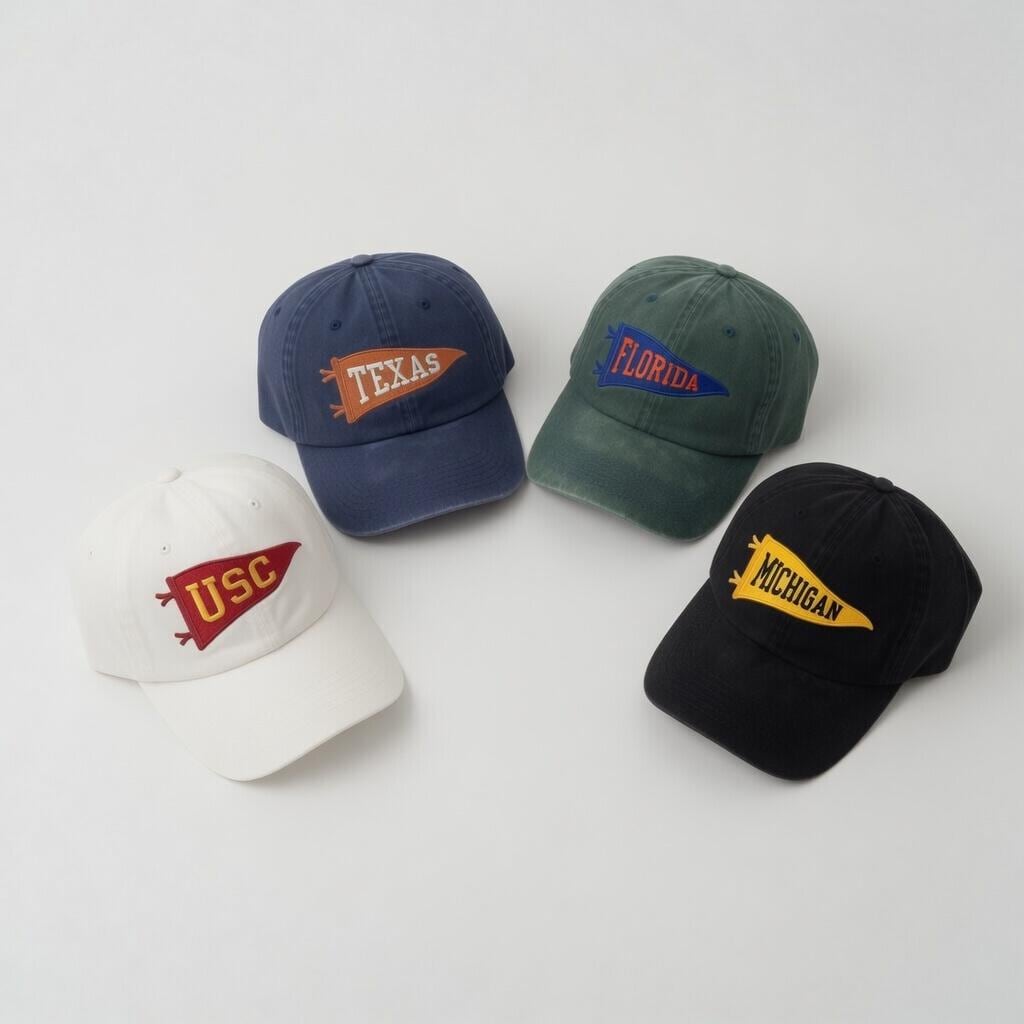 Custom Mascot Pennant Embroidered Hat - School Spirit Team University Cotton Dad Cap