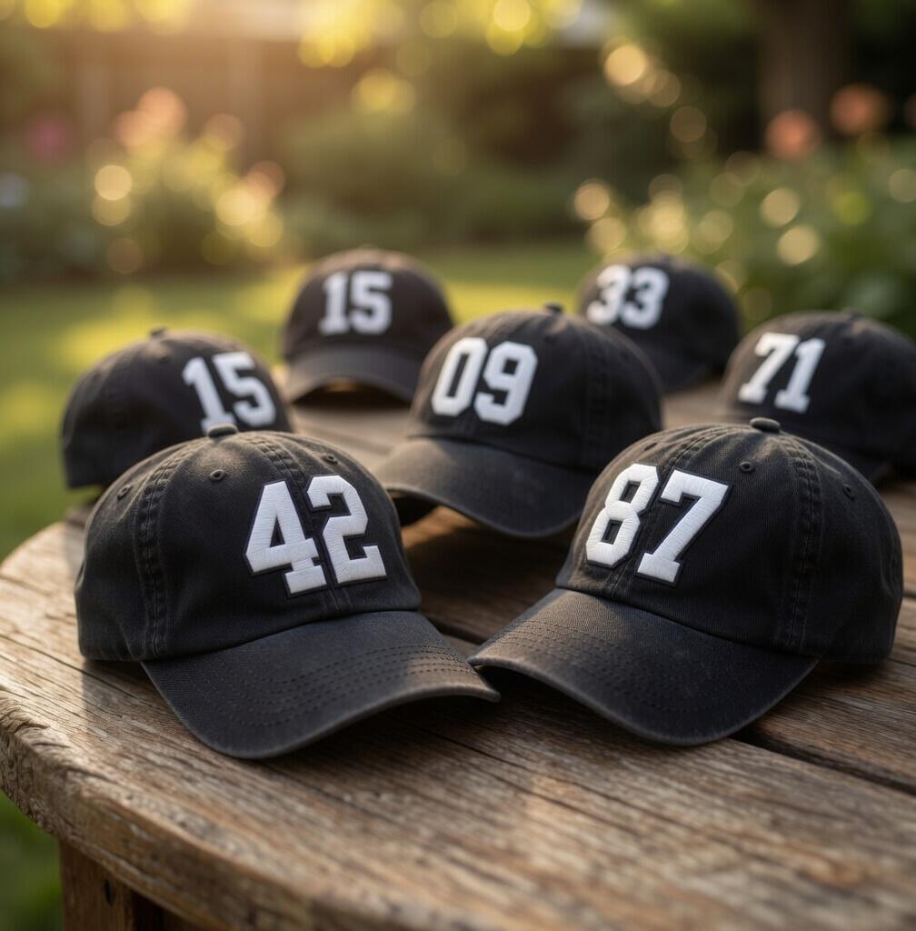 Custom Number Baseball Hat, Personalized Jersey Number Cap, Embroidered Varsity Lucky Number Dad Hat, Vintage Washed Cotton Team Sports Gift