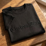 Custom Old English Embroidered Sweatshirt, Personalized Gothic Text Tee, Black on Black Shirt, Old English Font Grunge Streetwear Pullover