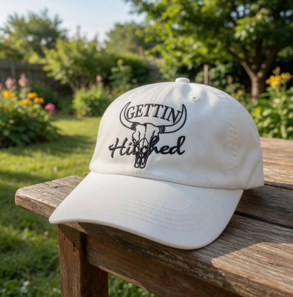 Custom Gettin' Hitched Gettin' Rowdy Hats, Western Bachelorette Party Caps, Cowboy Boot Bridal Party Gift, Nashville Bach Favors Dad Hat