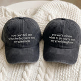 Custom Embroidered Cotton Cap, "You Can't Tell Me What To Do" Text Hat