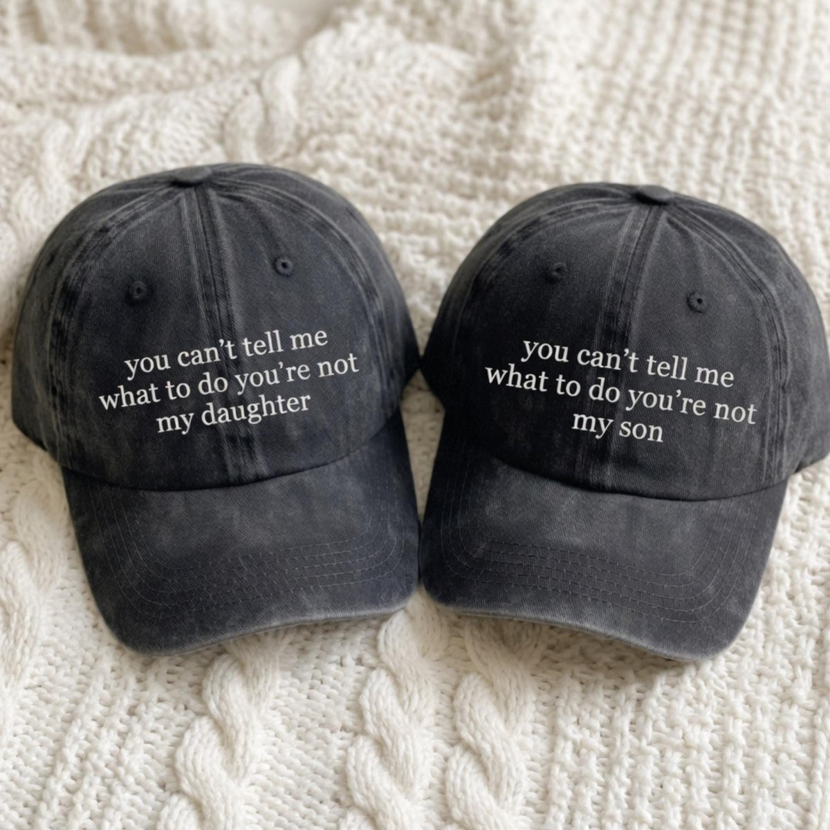 Custom Embroidered Cotton Cap, "You Can't Tell Me What To Do" Text Hat