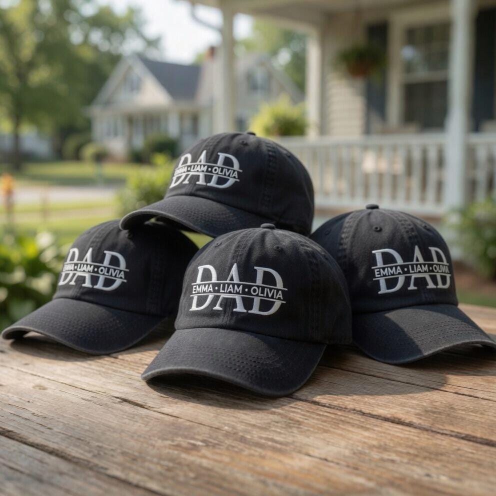 Custom Dad Hat with Kids Names, Personalized Father's Day Gift, Embroidered Dad Cap, Gift for Dad from Kids, Vintage Washed Cotton Hat