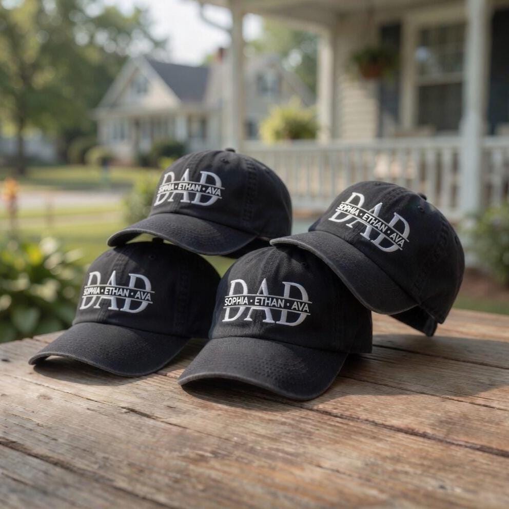 Custom Dad Hat with Kids Names, Personalized Father's Day Gift, Embroidered Dad Cap, Gift for Dad from Kids, Vintage Washed Cotton Hat