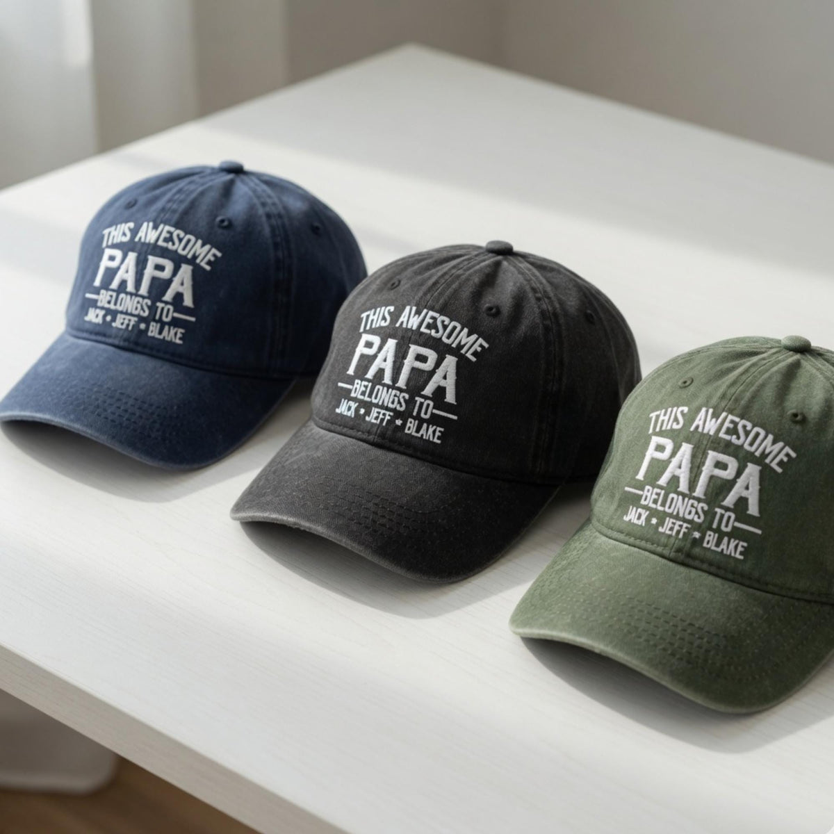 Custom Papa Hat with Kids Names, Personalized Father's Day Gift, Embroidered Dad Cap, This Awesome Papa Belongs To Hat, New Dad