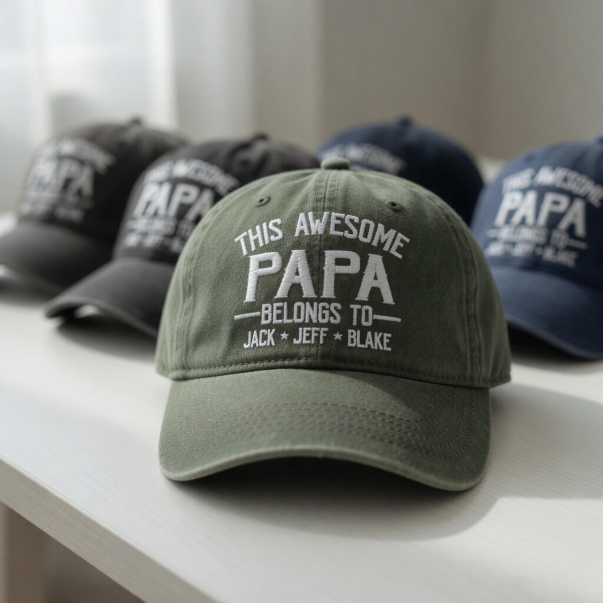 Custom Papa Hat with Kids Names, Personalized Father's Day Gift, Embroidered Dad Cap, This Awesome Papa Belongs To Hat, New Dad
