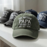 Custom Papa Hat with Kids Names, Personalized Father's Day Gift, Embroidered Dad Cap, This Awesome Papa Belongs To Hat, New Dad