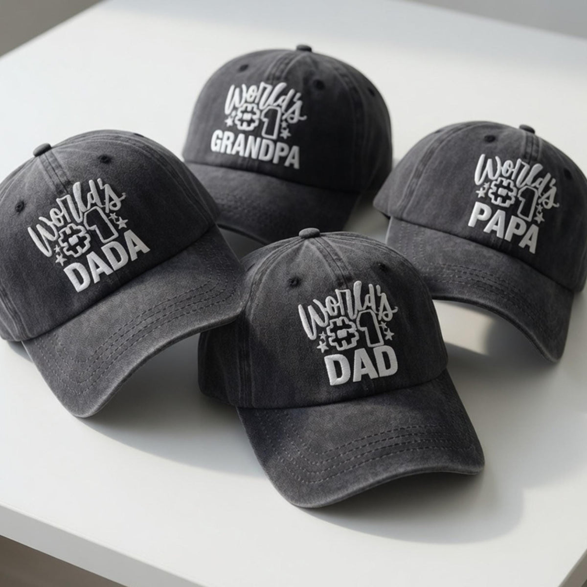 World's No 1 Dad Hat, Personalized Grandpa Dada Baseball Cap, Father's Day Gift, Embroidered Washed Cotton Hat, Custom Gift for Him