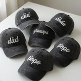 Custom Dad Grandpa Hat with Star - Personalized Dada Popo Script Baseball Cap - Father's Day Gift - Minimalist Handlettered Embroidery Hat
