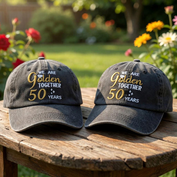 50th Wedding Anniversary Embroidered Hat, Golden Anniversary Couple Baseball Cap, Marriage Gift