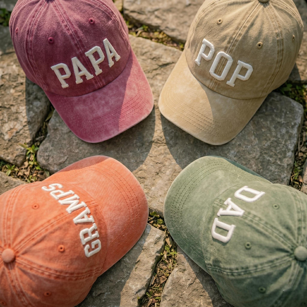 Custom Puff Print Dad Hat, Personalized Gramps Papa Cap, Embroidered Pop Dad Baseball Hat, Father's Day Gift, Vintage Washed Cotton Cap
