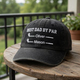 Custom Best Dad By Par Hat, Personalized Golf Dad Cap with Kids Names, Father's Day Golf Gift, Embroidered Grandpa Hat, Vintage Golf Gift