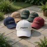 Custom Heart Dad Hat, Personalized Script Daddy Cap, Father's Day Gift, Embroidered Papa Dada Papi Hat, Vintage Washed Cotton Baseball Cap