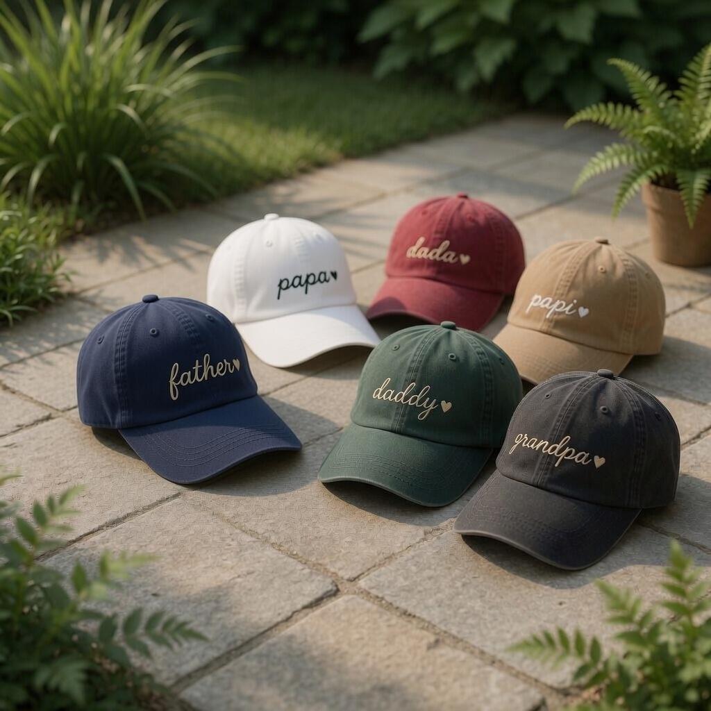 Custom Heart Dad Hat, Personalized Script Daddy Cap, Father's Day Gift, Embroidered Papa Dada Papi Hat, Vintage Washed Cotton Baseball Cap