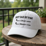 Custom Best Dad By Par Hat, Personalized Golf Dad Cap with Kids Names, Father's Day Golf Gift, Embroidered Grandpa Hat, Vintage Golf Gift