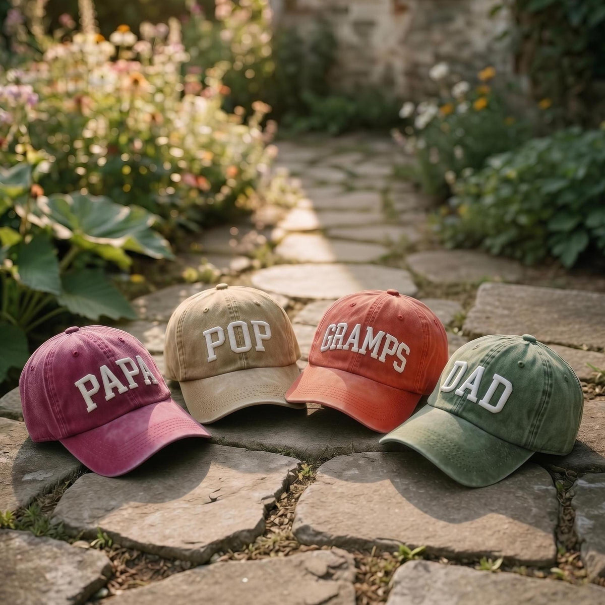 Custom Puff Print Dad Hat, Personalized Gramps Papa Cap, Embroidered Pop Dad Baseball Hat, Father's Day Gift, Vintage Washed Cotton Cap