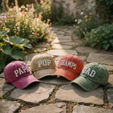 Custom Puff Print Dad Hat, Personalized Gramps Papa Cap, Embroidered Pop Dad Baseball Hat, Father's Day Gift, Vintage Washed Cotton Cap
