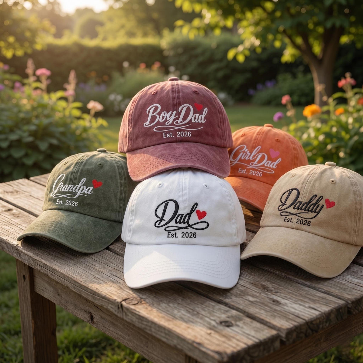 Custom Est 2026 Dad Hat with Heart, Personalized Boy Dad Girl Dad Cap, First Father's Day Gift, Embroidered Daddy Vintage Baseball Hat