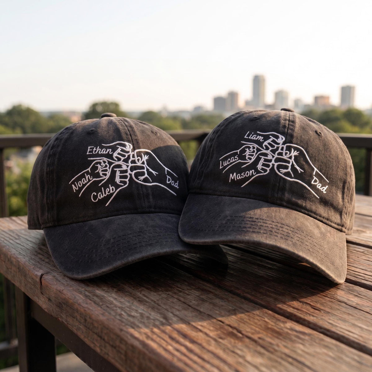 Custom Fist Bump Dad Hat with Kids Names, Personalized Father's Day Gift, Embroidered Family Hands Cap, Gift for Dad Grandpa, Vintage Hat