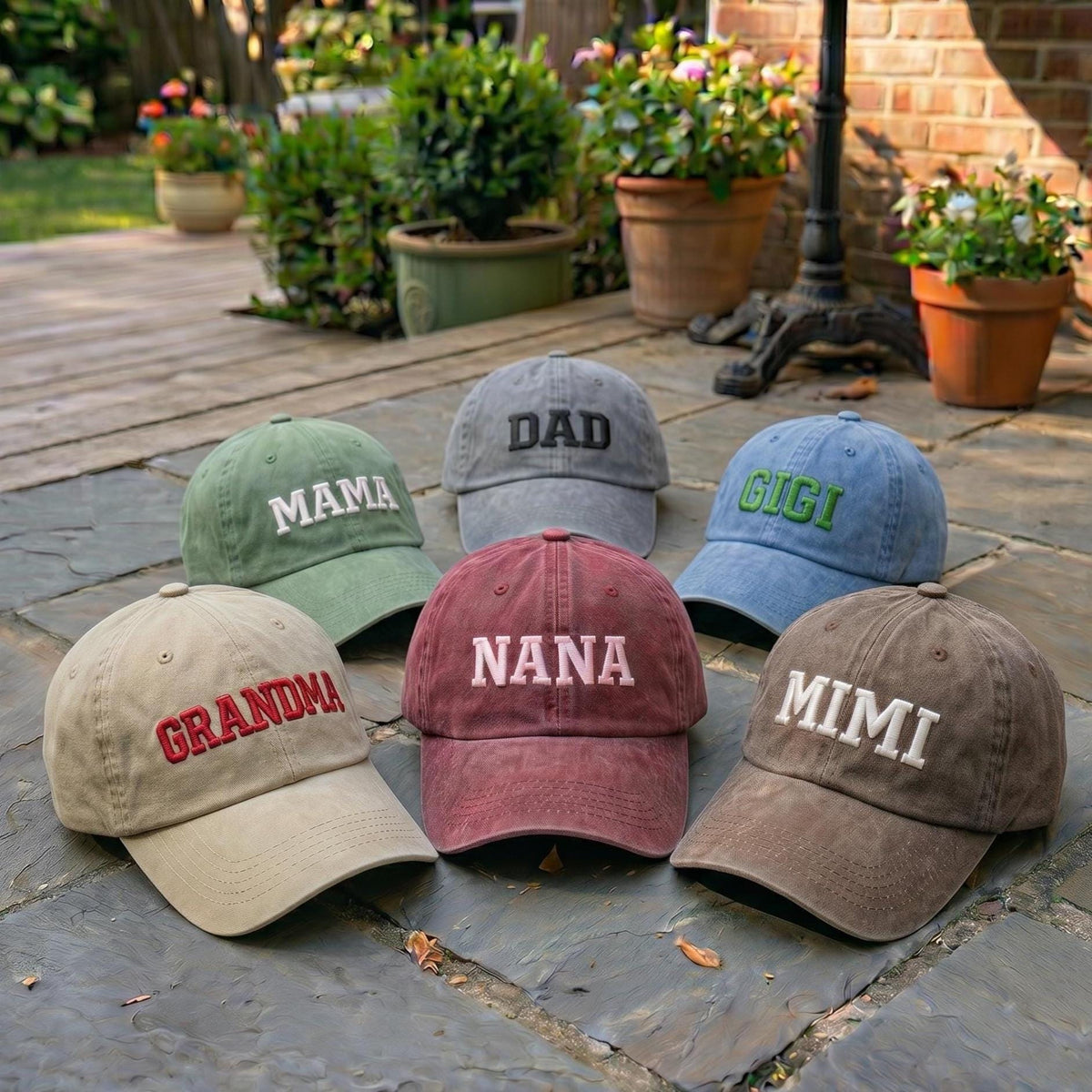 Custom Mama Nana Gigi Mimi Hat, Personalized Grandma Dad Baseball Cap, Mother's Day Gift, Embroidered Family Name Hat, Vintage Washed Cotton