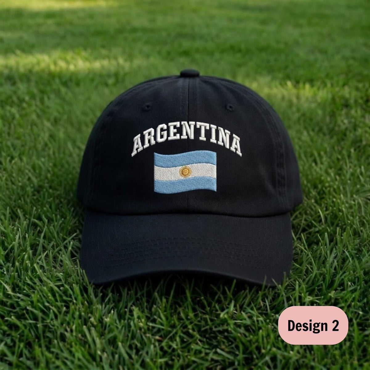 Argentina Flag Embroidered Dad Hat, Vintage Washed Cotton Soccer Fan Baseball Cap