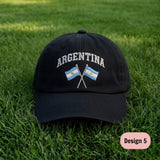 Argentina Flag Embroidered Dad Hat, Vintage Washed Cotton Soccer Fan Baseball Cap