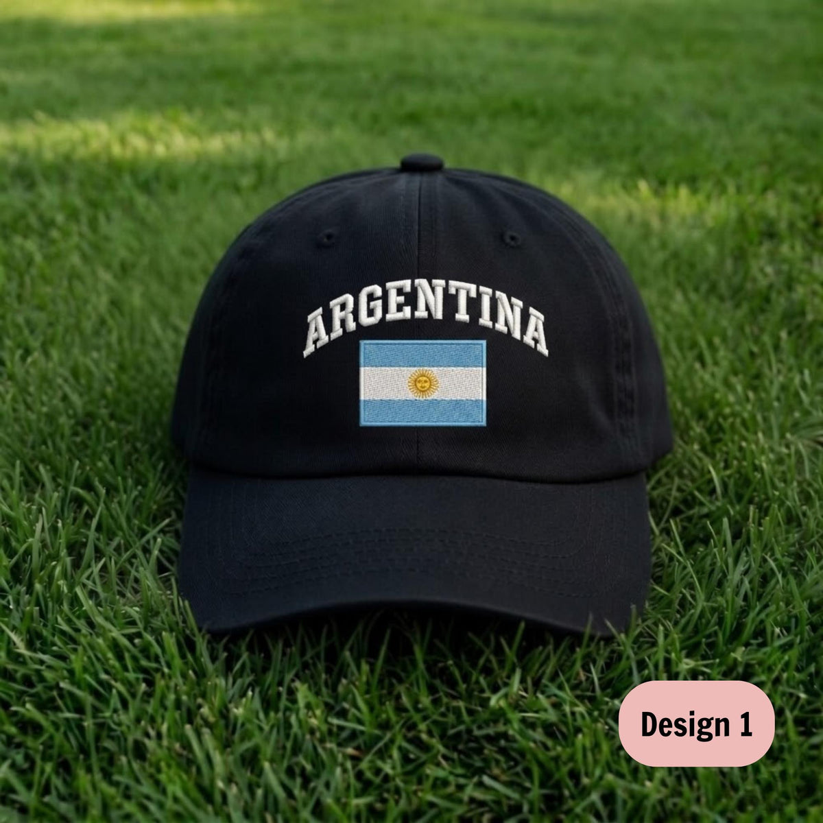 Argentina Flag Embroidered Dad Hat, Vintage Washed Cotton Soccer Fan Baseball Cap