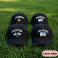 Argentina Flag Embroidered Dad Hat, Vintage Washed Cotton Soccer Fan Baseball Cap