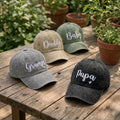 Custom Heart Dad Hat, Personalized Script Gramps Daddy Cap, Embroidered Papa Baba Baseball Hat, Father's Day Gift, Vintage Cotton Cap