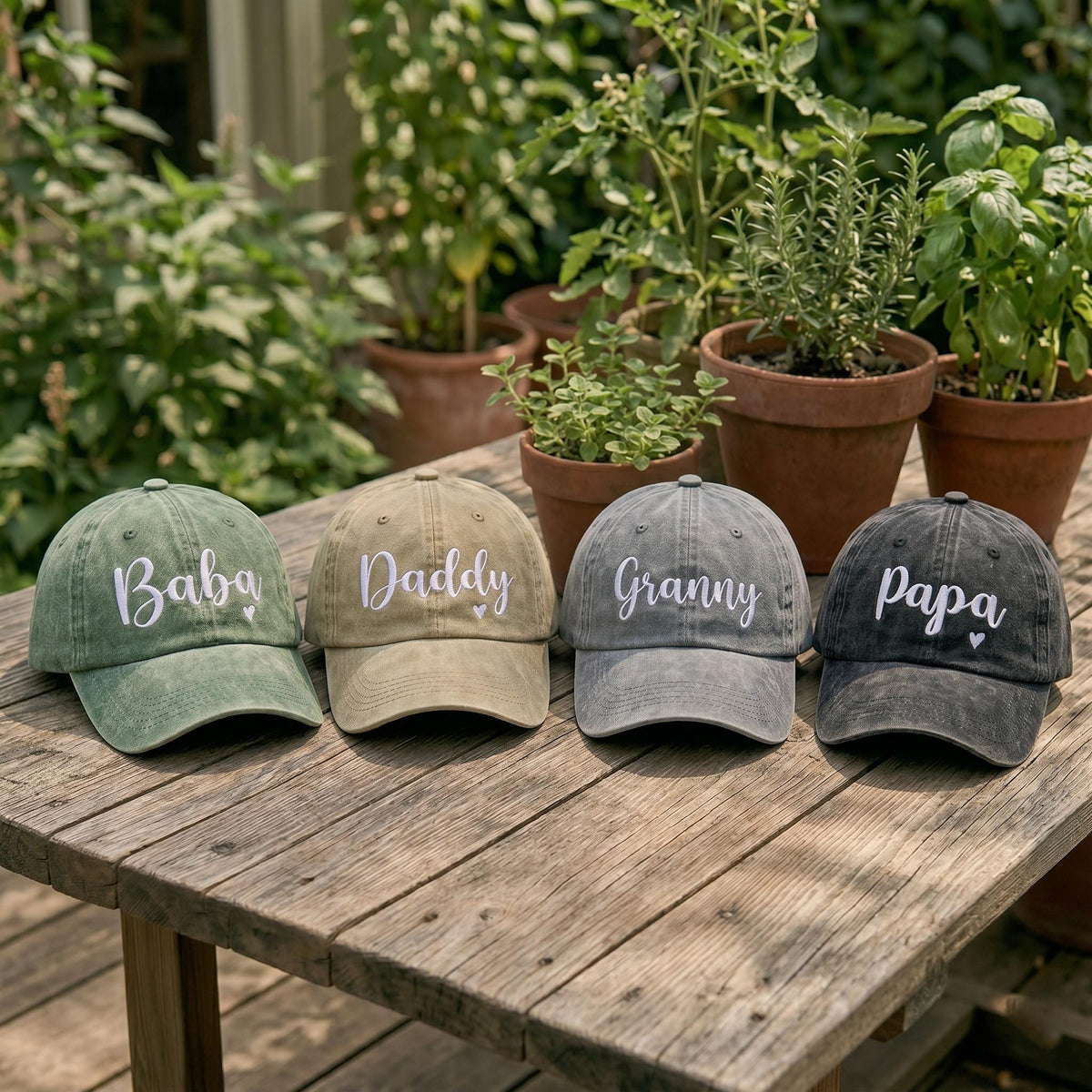 Custom Heart Dad Hat, Personalized Script Gramps Daddy Cap, Embroidered Papa Baba Baseball Hat, Father's Day Gift, Vintage Cotton Cap