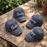 Custom Heart Dad Hat, Personalized Script Gramps Daddy Cap, Embroidered Papa Baba Baseball Hat, Father's Day Gift, Vintage Cotton Cap