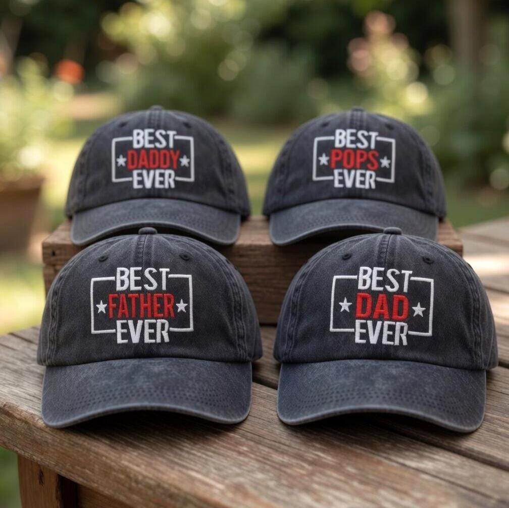 Best Dad Ever Hat, Custom Embroidered Father's Day Cap, Personalized Daddy Father Pops Baseball Hat, Vintage Washed Cotton Gift for Him