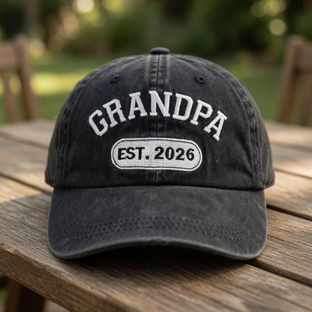 Custom Est 2026 Dad Hat, Personalized New Daddy Cap, First Father's Day Gift, Embroidered Papa Pops Baseball Hat, Vintage Washed Cotton