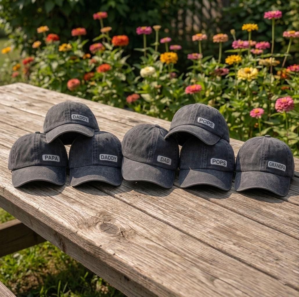 Custom Minimalist Dad Hat, Personalized Name Tag Daddy Cap, Embroidered Papa Pops Baseball Hat, Father's Day Gift, Vintage Cotton Cap
