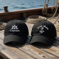 Matching Captain and First Mate Embroidered Hats, Nautical Couple Baseball Caps, Boating Gift
